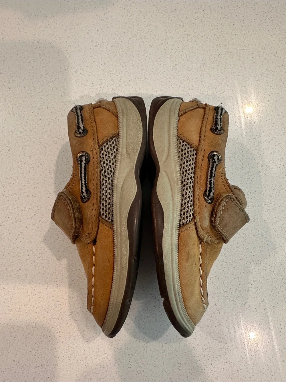 Sperry Kids Tan Leather Moccasin Hook-and-Loop Shoes